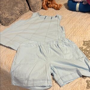 Light Blue Sleeveless Swing Top and Shorts Set Size Large